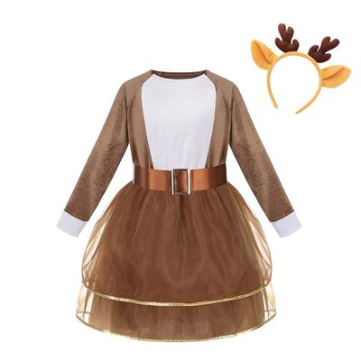 yolsun Halloween Deer Costume for Girls Christmas Reindeer Princess Dress Fancy Party Outfit