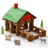 SainSmart Jr. 110 PCS Wooden Log Cabin Set Building House Toy for Toddlers, Classic STEM Construction Kit with Colorful Wood Logs Blocks for 3+ Years Old view 1