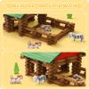 SainSmart Jr. 110 PCS Wooden Log Cabin Set Building House Toy for Toddlers, Classic STEM Construction Kit with Colorful Wood Logs Blocks for 3+ Years Old view 3
