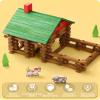 SainSmart Jr. 110 PCS Wooden Log Cabin Set Building House Toy for Toddlers, Classic STEM Construction Kit with Colorful Wood Logs Blocks for 3+ Years Old view 4