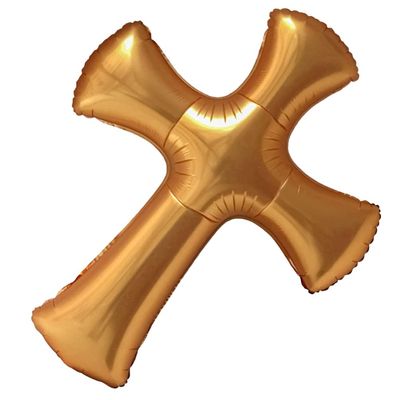 Didiseaon Cross Foil Balloons Gold Cross Shape Balloon Memorial Balloon Communion Christening Religious Foil Balloon Baby Shower Balloons 39Inch