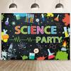 AIBIIN 10x7ft Science Party Backdrop for Kids Mad Science Fun Black Photography Background Graffiti Splash Chemical Experiments Instruments Party Decorations for Boys Beaker Test Tube Banner Decor view 1