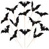 24 PCS Halloween Bat Cupcake Toppers Black Glitter Bat Cupcake Picks for Halloween Theme Baby Shower Kids Birthday Party Cake Decorations Supplies view 1