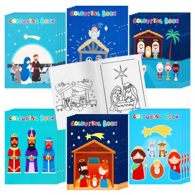 24 Pieces Christian Bible Coloring Book Bulk Christmas Nativity Activity Paint Book for Adults Religious DIY Art Drawing Mini Coloring for Vbs Sunday Church Rewards