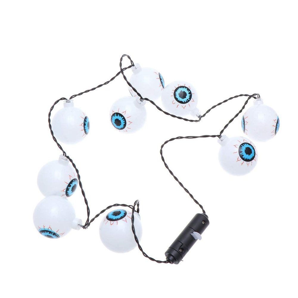LUOZZY Halloween Glowing Necklace Light String Horror Ghost Eye String Light Ative Light up Necklace for Halloween Party Dancing Party White