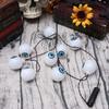 LUOZZY Halloween Glowing Necklace Light String Horror Ghost Eye String Light Ative Light up Necklace for Halloween Party Dancing Party White view 2
