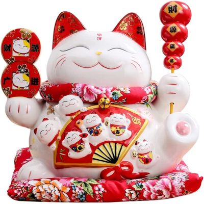 YQBUER Cartoon Money Pot Lucky Cat Piggy Bank Ornaments Large Japanese-Style Fortune Cat Savings Ceramic Piggy Bank Shop Opening Housewarming Creative Gifts Money Pot