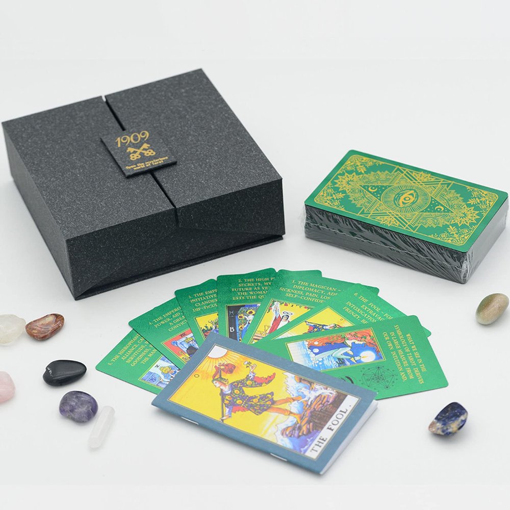 Jayiaine Tarot Cards Deck, Water Proof with Guidebook Divination Cards, 80 Fortune Telling Game Set for Family Reunion Beginners Expert Readers for Christmas Birthday, R