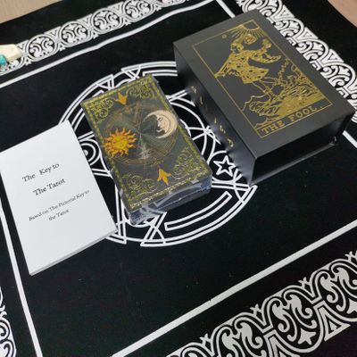 Jayiaine Tarot Cards Deck, Water Proof with Guidebook Divination Cards, 80 Fortune Telling Game Set for Family Reunion Beginners Expert Readers for Christmas Birthday, Gold