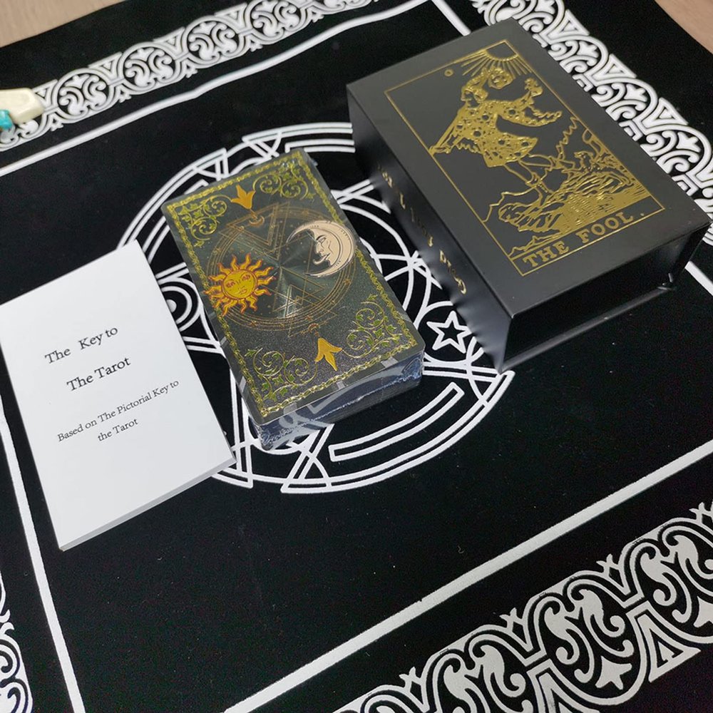 Jayiaine Tarot Cards Deck, Water Proof with Guidebook Divination Cards, 80 Fortune Telling Game Set for Family Reunion Beginners Expert Readers for Christmas Birthday, Gold