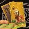 Jayiaine Tarot Cards Deck, Water Proof with Guidebook Divination Cards, 80 Fortune Telling Game Set for Family Reunion Beginners Expert Readers for Christmas Birthday, Gold view 3