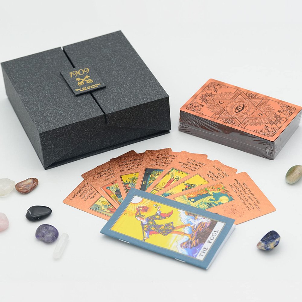 Tarot Cards Deck, Water Proof with Guidebook Divination Cards, 80 Fortune Telling Game Set for Family Reunion Beginners Expert Readers for Christmas Birthday Holiday Gifts,W