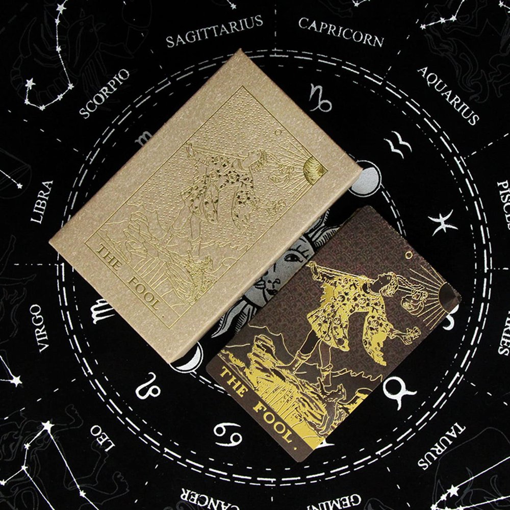 Tarot Cards Deck, Water Proof with Guidebook Divination Cards, 80 Fortune Telling Game Set for Family Reunion Beginners Expert Readers for Christmas Birthday Holiday Gifts,Black
