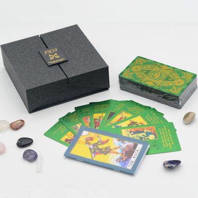 Jayiaine Tarot Cards Deck, Water Proof with Guidebook Divination Discoloration Cards, Fortune Telling Game Set for Family Reunion Beginners Expert Readers for Christmas Birthday, B