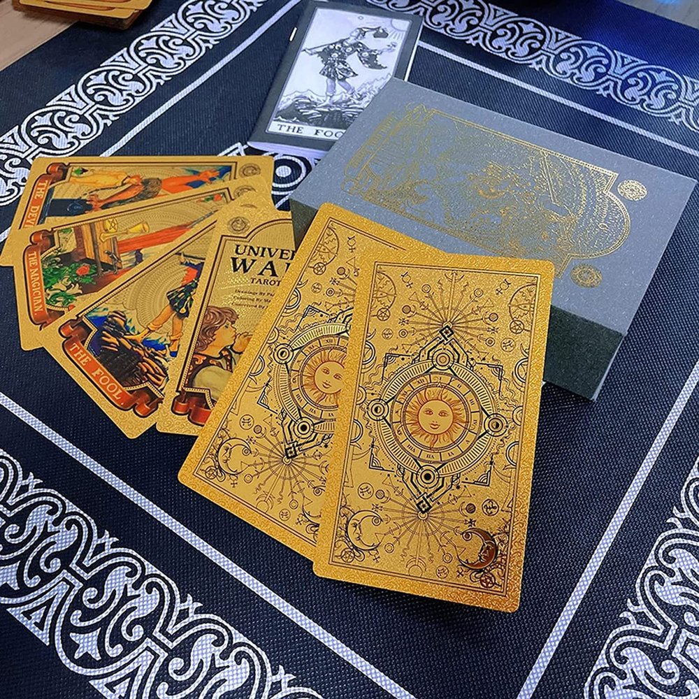 Jayiaine Tarot Cards Deck, Water Proof with Guidebook Divination Oracle 80 Cards, Fortune Telling Game Set for Family Reunion Beginners Expert Readers for Christmas Birthday, Black