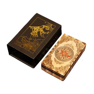 Jayiaine Tarot Cards Deck, Water Proof with Guidebook Divination Cards, 80 Fortune Telling Game Set for Family Reunion Beginners Expert Readers for Christmas Birthday, Gold