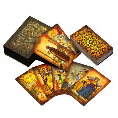 Jayiaine Tarot Cards Deck, Water Proof with Guidebook Divination Oracle 80 Cards, Fortune Telling Game Set for Family Reunion Beginners Expert Readers for Christmas Birthday, Black