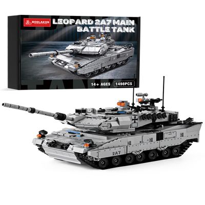 BOOLAKOS Leopard II A7 Main Battle Tank Building Block, Military Tank Building Toy Set to Display, Collectible WW2 Army Model for Adults (1,498 Pieces)