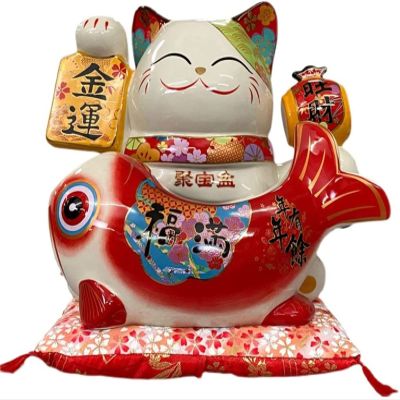 YQBUER Cartoon Money Pot Lucky Cat Ceramic Piggy Bank Large Storage Decoration Candy Jar Living Room TV Cabinet Decorations Fortune Cat Money Bank Money Pot