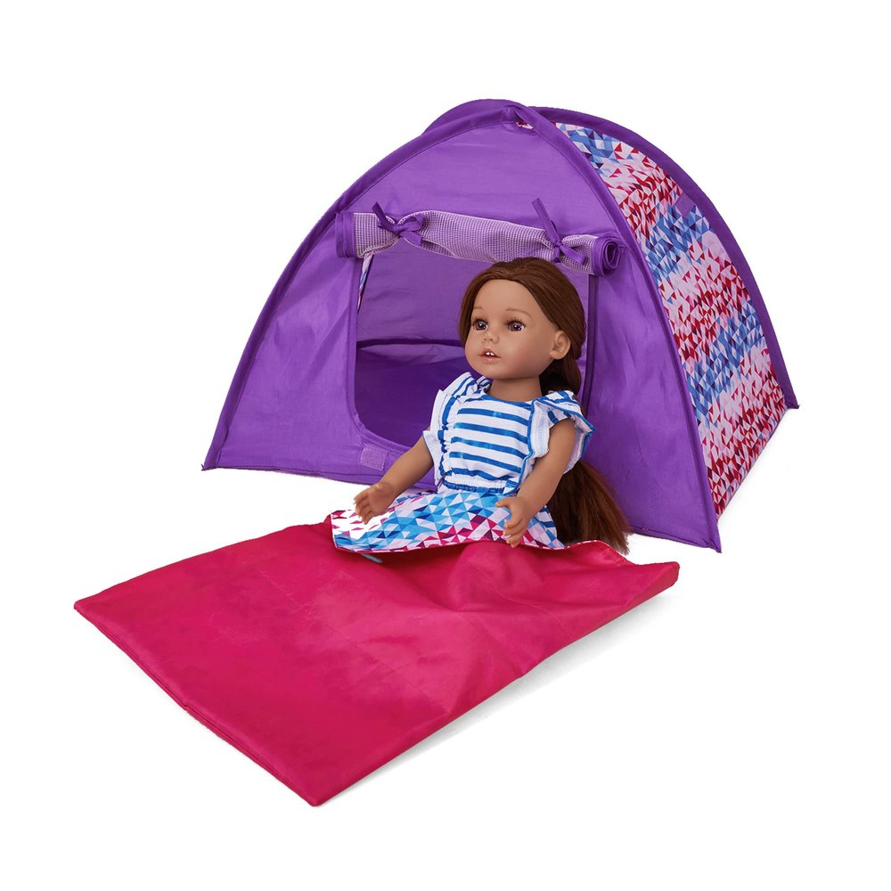 Sophia's Tent and Sleeping Bag Set for 18" Dolls, Purple/Pink