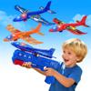 LJZJ 3 Pack Airplane Launcher Toys, 2 Flight Modes LED Foam Glider Catapult Plane, Outdoor Flying Toy for Kids, Birthday Gifts for Boy Girl 3+ Year Old, B-Day Party Supplies view 1