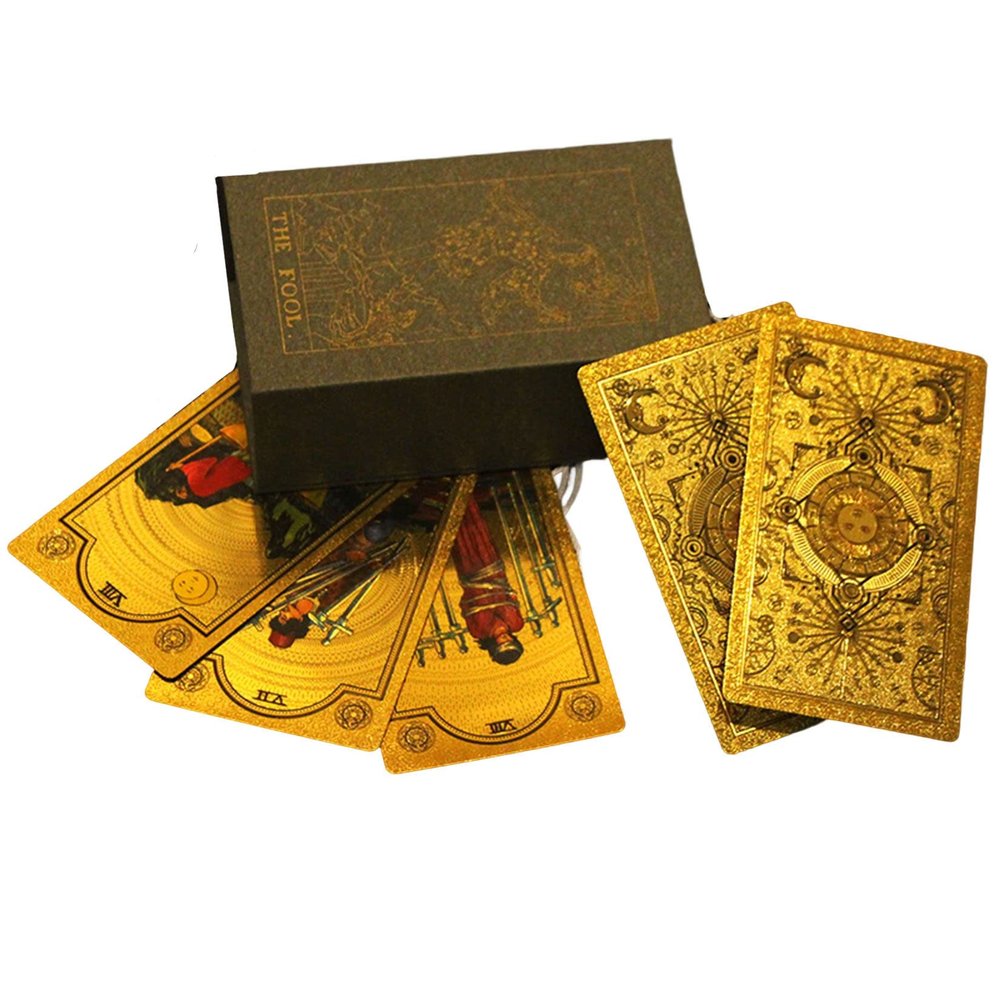 Tarot Cards Deck, Water Proof with Guidebook Divination Oracle 80 Cards, Fortune Telling Game Set for Family Reunion Beginners Expert Readers for Christmas Birthday Holiday Gifts,Black