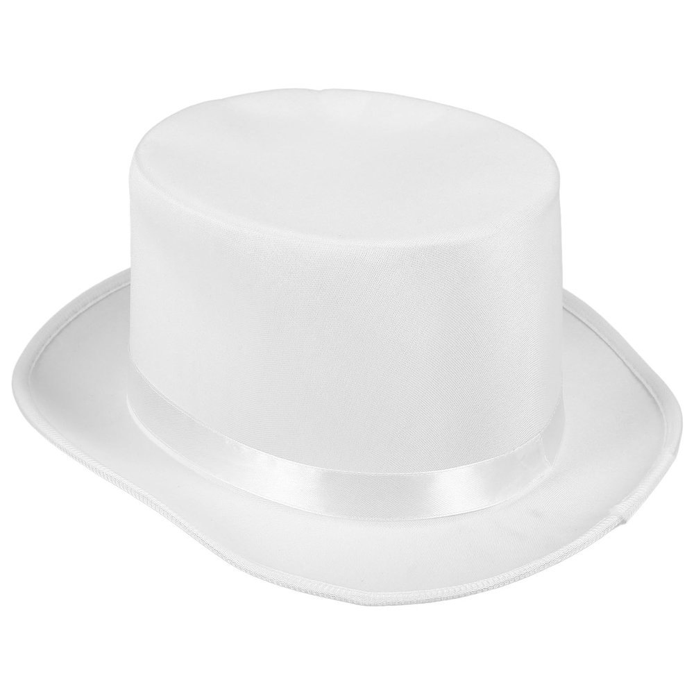 BESTOYARD White Dress Up Hats: Wizard Costume Cap, Satin Bonnets for Halloween Party, Tall Flat Gentleman Miss Sombrero