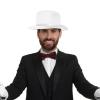 BESTOYARD White Dress Up Hats: Wizard Costume Cap, Satin Bonnets for Halloween Party, Tall Flat Gentleman Miss Sombrero view 2