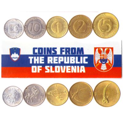 Slovenia 5 Mixed Coins | 10 Stotinov to 5 Tolarjev | Slovenian Currency Since 1991