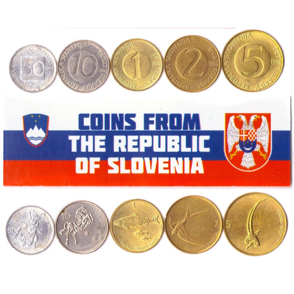 Slovenia 5 Mixed Coins | 10 Stotinov to 5 Tolarjev | Slovenian Currency Since 1991