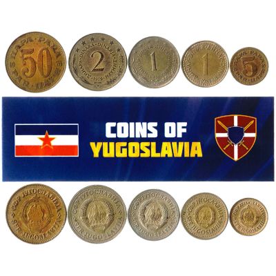Yugoslavia 5 Mixed Coins | 5 para - 100 Dinara | Yugoslavian Currency Since 1945