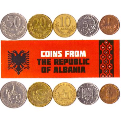 Alabania 5 Mixed Coins | 1 Lek to 50 Leke | Albanian Currency Since 1967