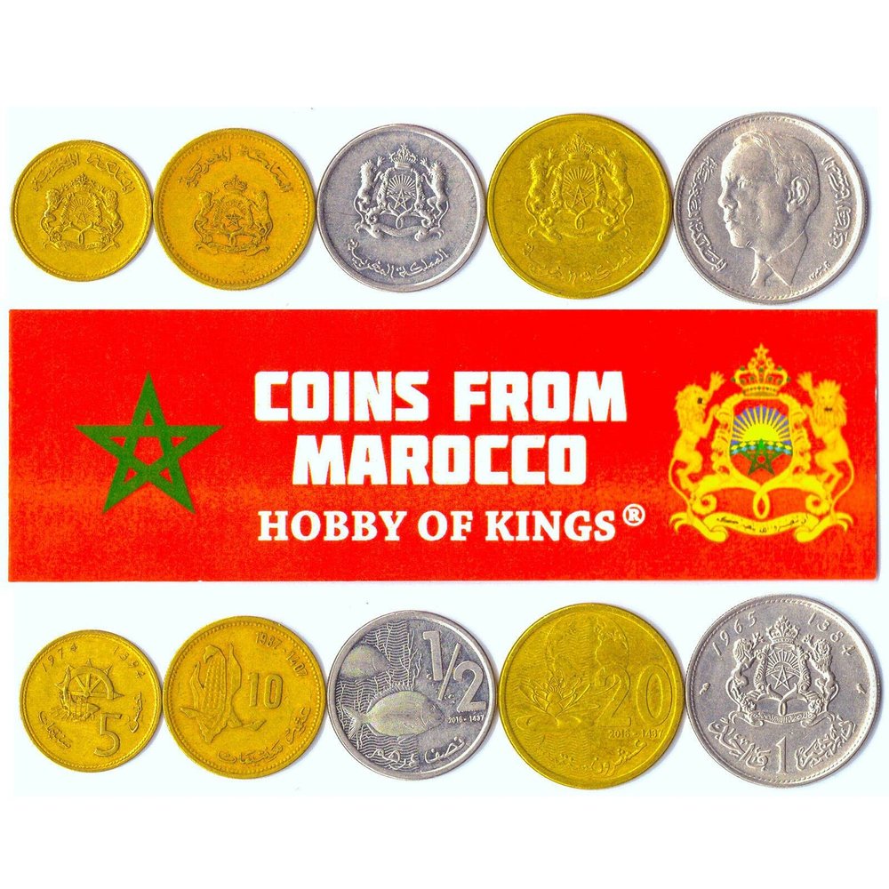 Morocco 5 Mixed Coins | 5 Santimat to 1 Dirham | Moroccan Currency Since 1960