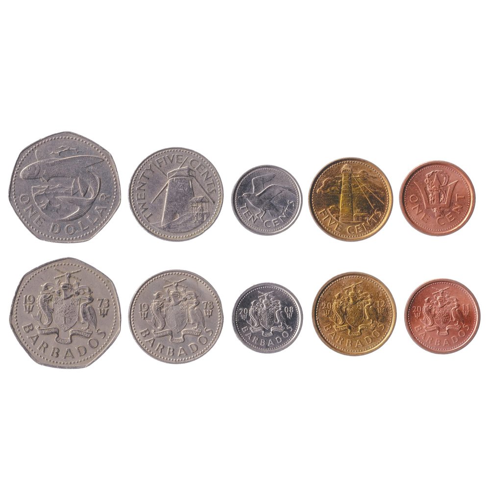 Barbados 5 Mixed Coins | 1 Cent to 1 Dollar | Barbadian Currency Since 1970