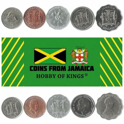Jamaica 5 Mixed Coins | 1 Cent to 10 Dollars | Jamaica Currency Since 1969