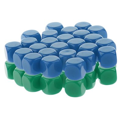 HXSCOO 50pcs Opaque Blank Dice D6 Replacement Dices for Party Board Game Casino Supplies (Color : Green Blue)