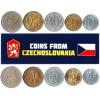 Czechoslovakia 5 Mixed Coins | 10 Heller - 1 Korun | Czechoslovakian Currency Since 1960 view 1