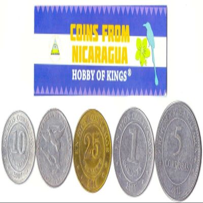 Nicaragua 5 Mixed Coins | 10 Centavos to 5 Cordobas | Nicaraguan Currency Since 1991