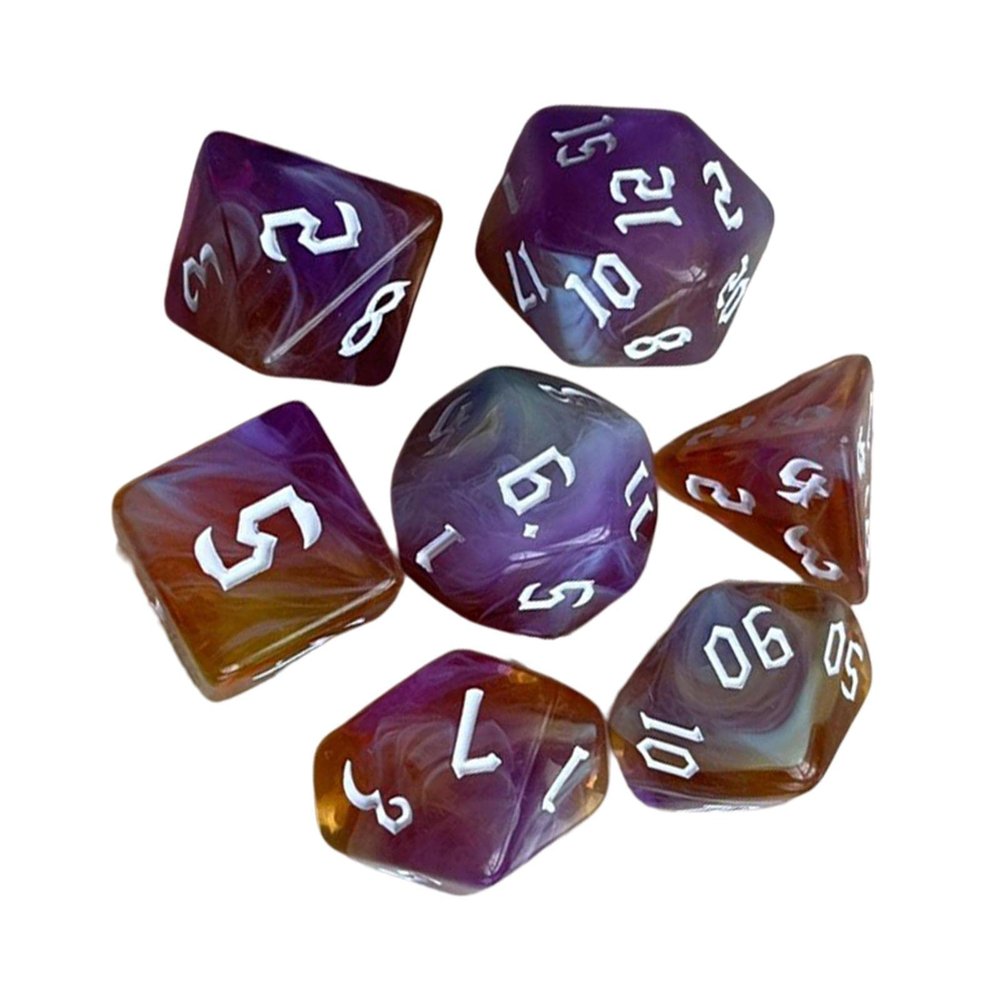 HXSCOO 7pcs Painted Polyhedral Dice Double-Colors Dice D4 D6 D8 D10 D12 D20 Dices Family Games (Color : D)