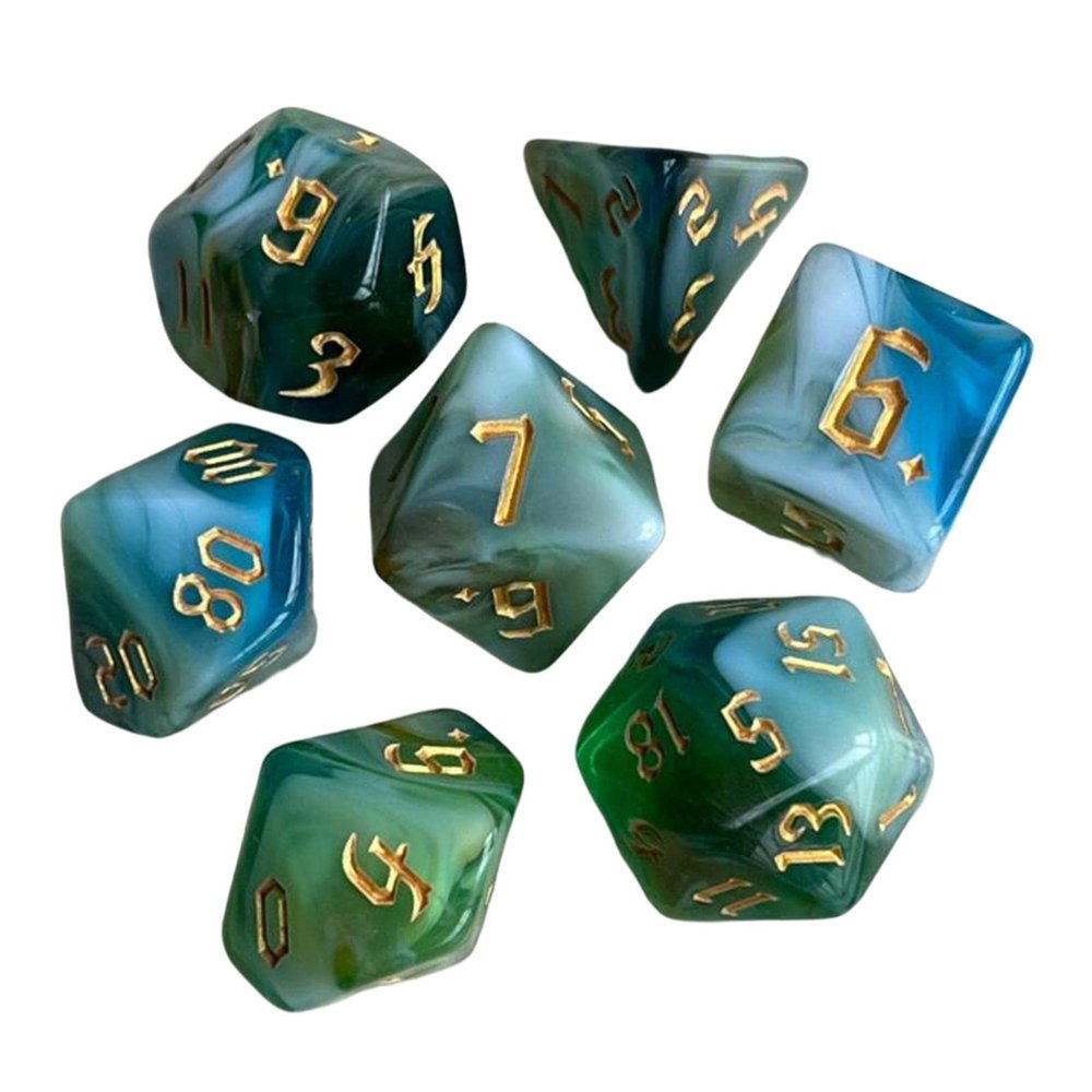HXSCOO 7pcs Painted Polyhedral Dice Double-Colors Dice D4 D6 D8 D10 D12 D20 Dices Family Games (Color : B)