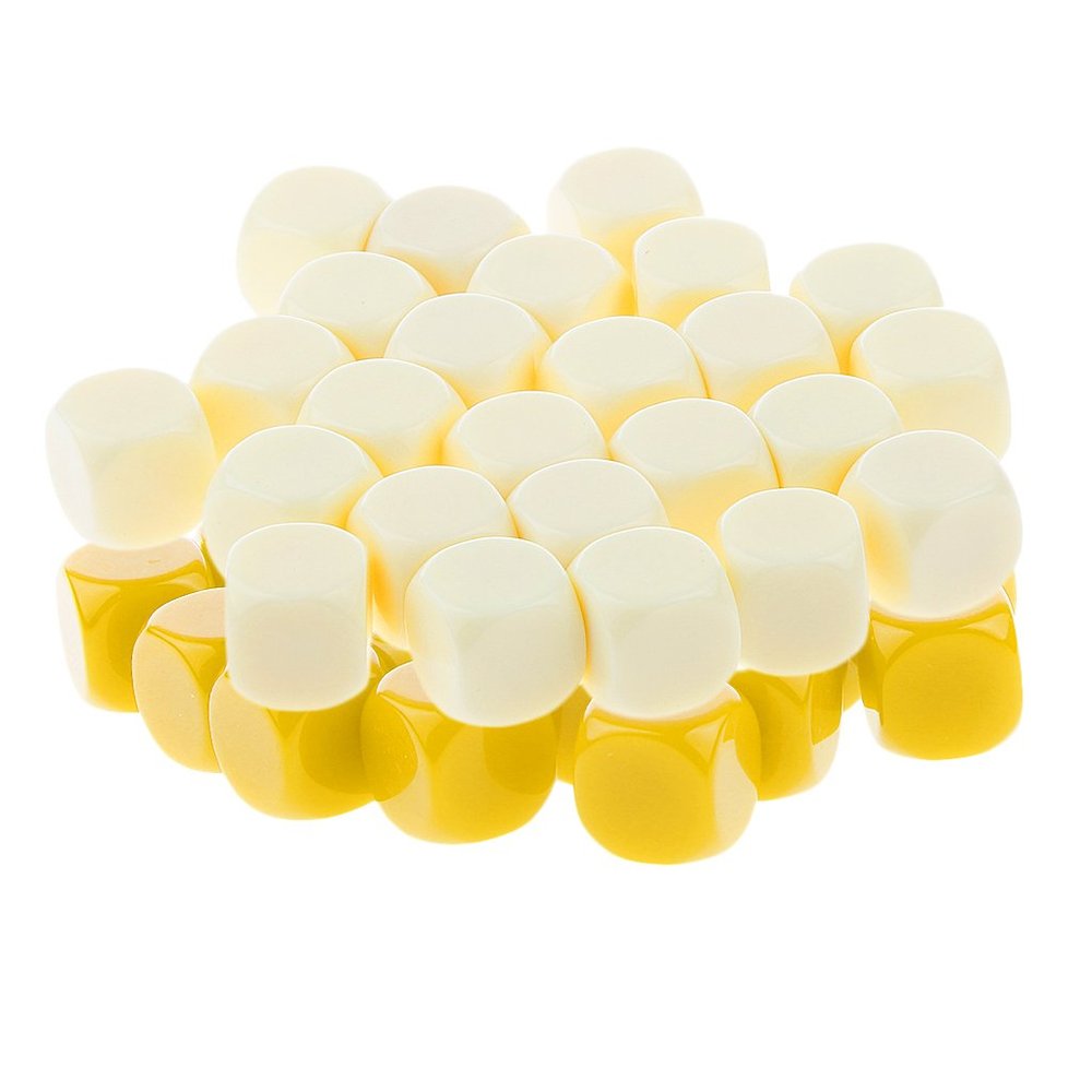 HXSCOO 50pcs Opaque Blank Dice D6 Replacement Dices for Party Board Game Casino Supplies (Color : Yellow Beige)