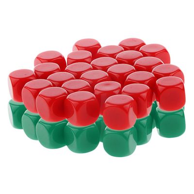HXSCOO 50pcs Opaque Blank Dice D6 Replacement Dices for Party Board Game Casino Supplies (Color : Green Red)