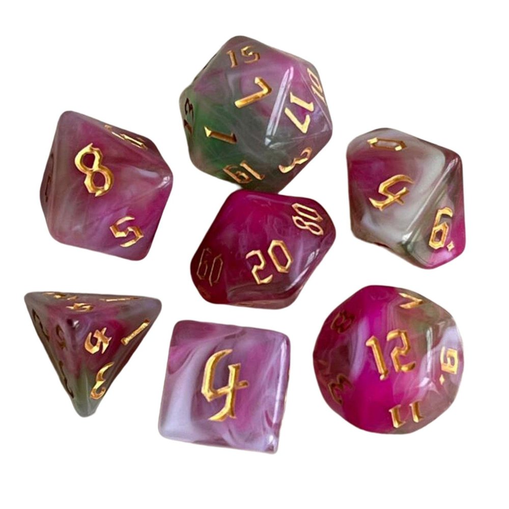 HXSCOO 7pcs Painted Polyhedral Dice Double-Colors Dice D4 D6 D8 D10 D12 D20 Dices Family Games (Color : E)