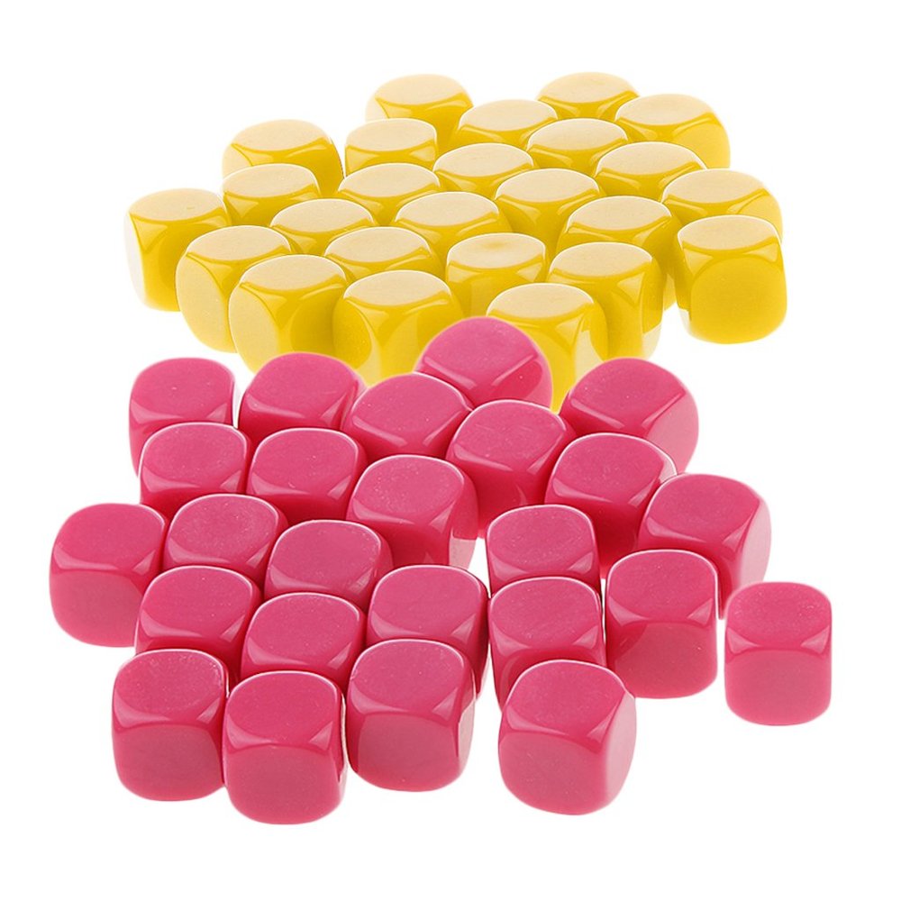 HXSCOO 50pcs Opaque Blank Dice D6 Replacement Dices for Party Board Game Casino Supplies (Color : Yellow Rose Red)