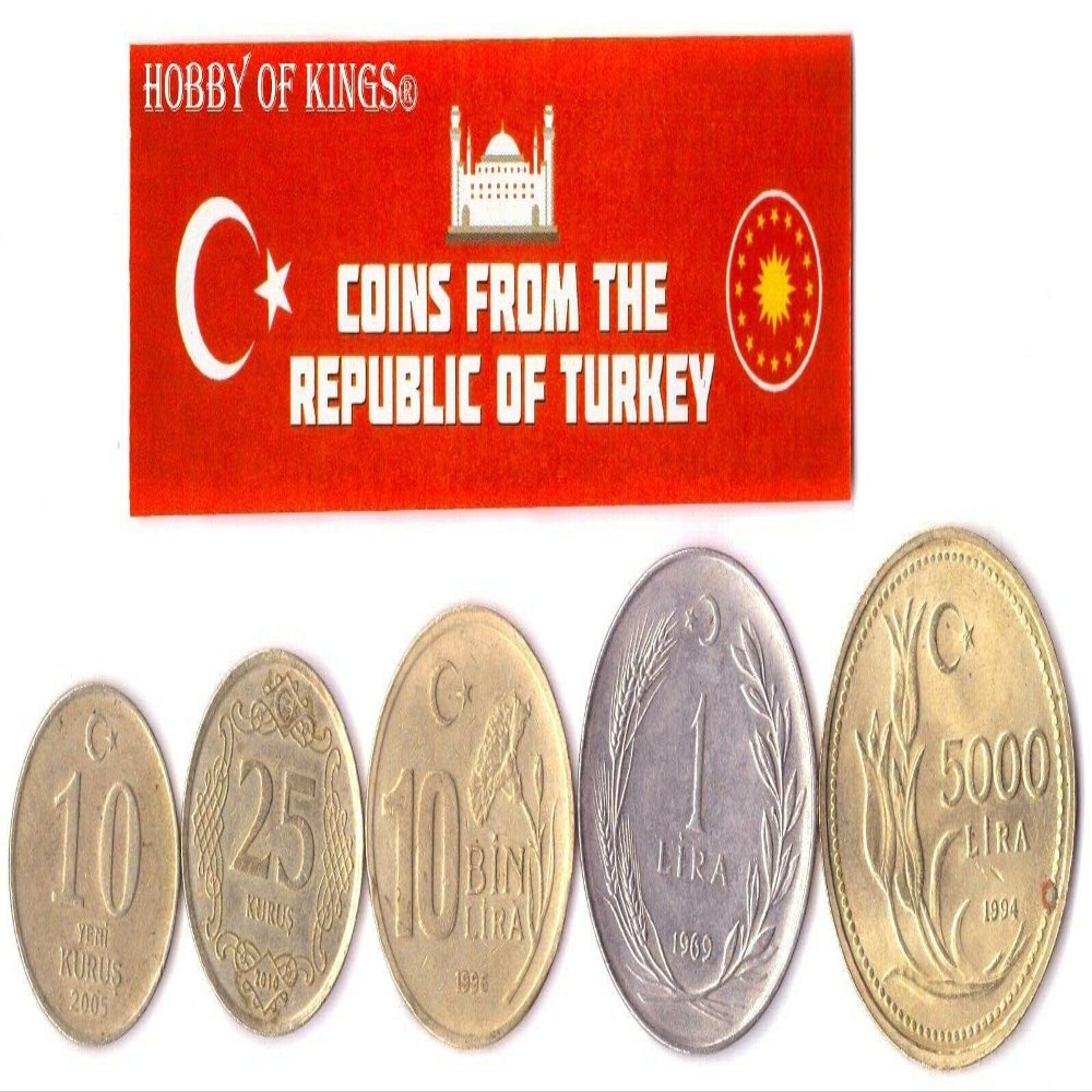 Turkey 5 Mixed Coins | 1 Kurus to 50 Lira | Turkish Currency Since 1957