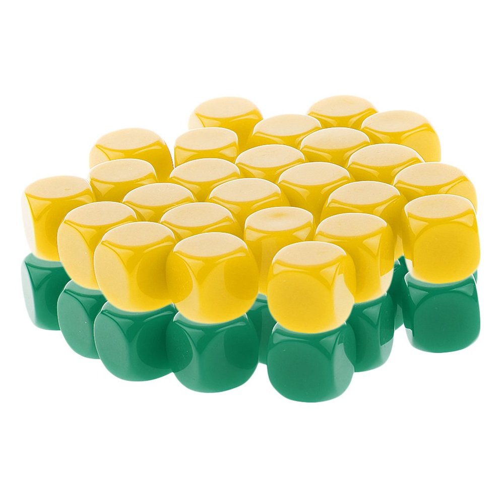 HXSCOO 50pcs Opaque Blank Dice D6 Replacement Dices for Party Board Game Casino Supplies (Color : Yellow Green)