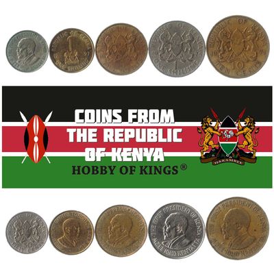 Kenya 5 Mixed Coins | 5 Cents to 1 Shilling | Kenyan Currency Since 1966