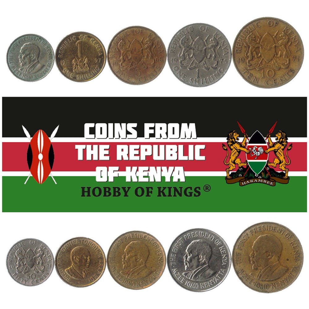 Kenya 5 Mixed Coins | 5 Cents to 1 Shilling | Kenyan Currency Since 1966