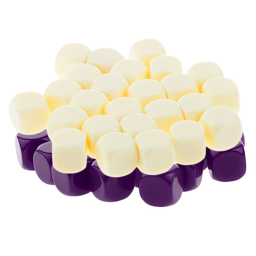 HXSCOO 50pcs Opaque Blank Dice D6 Replacement Dices for Party Board Game Casino Supplies (Color : Purple Beige)