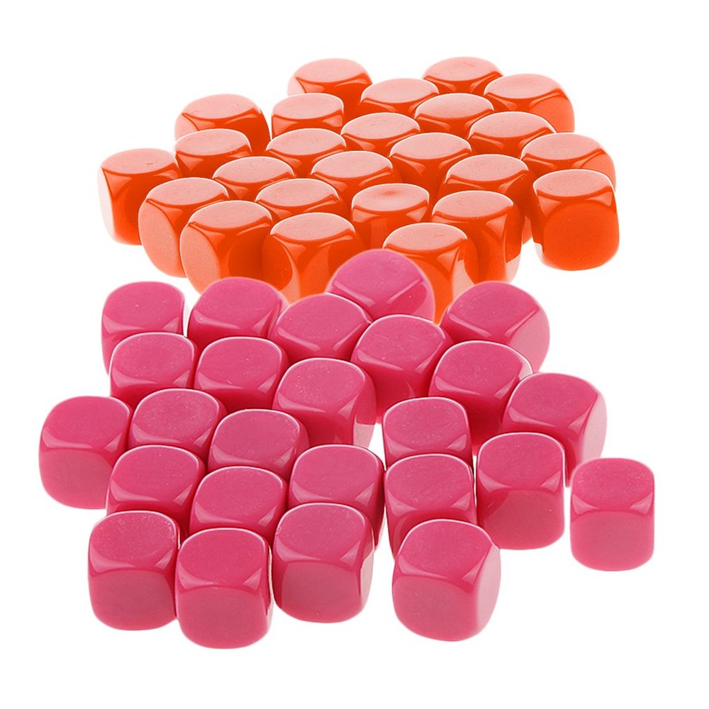 HXSCOO 50pcs Opaque Blank Dice D6 Replacement Dices for Party Board Game Casino Supplies (Color : Orange Rose Red)